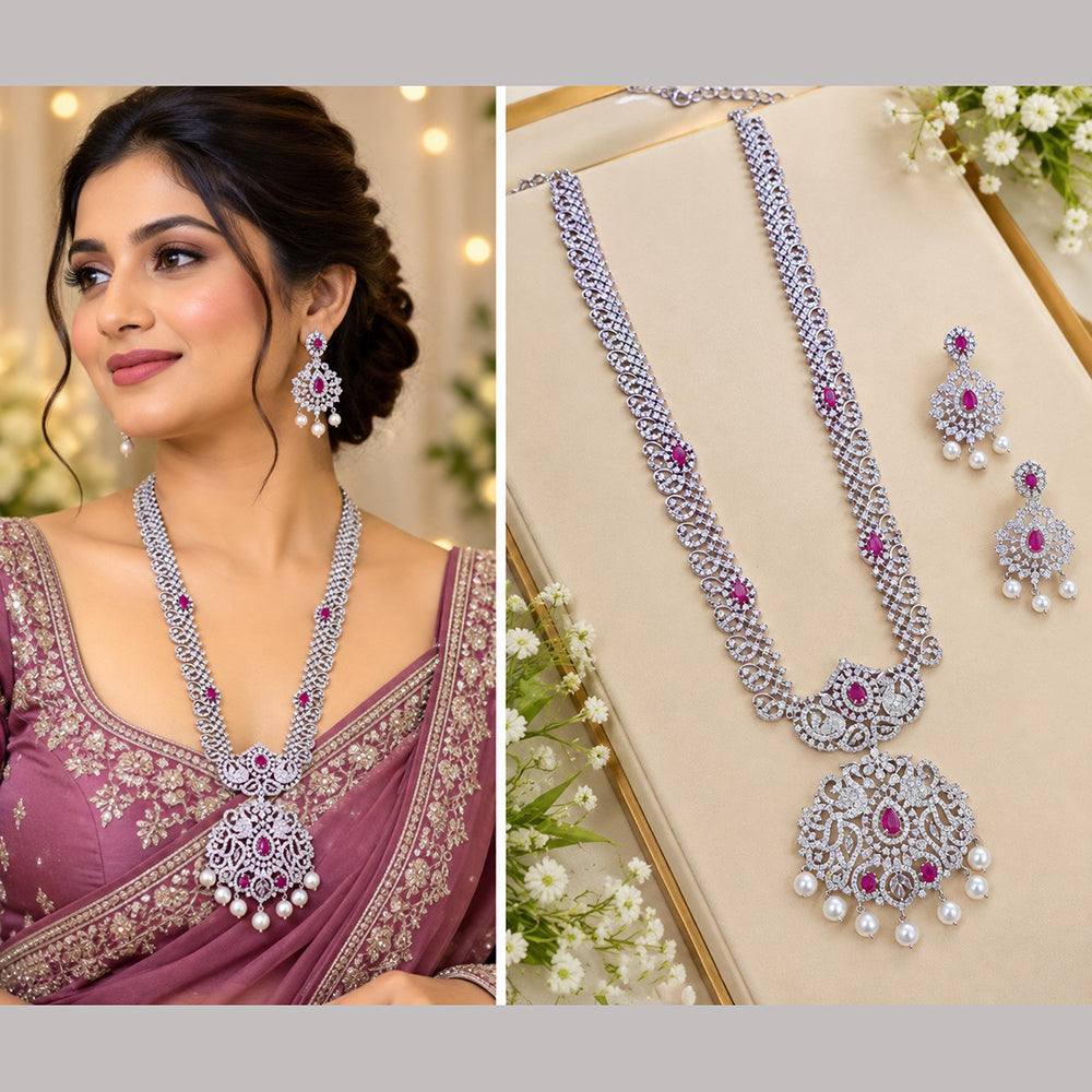 NAFJ Royal American Daimond And Beads Long Necklace Set