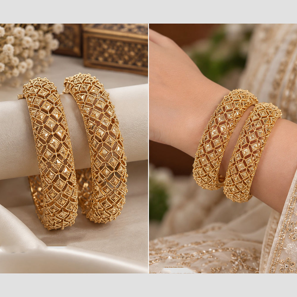 NAFJ Gold Plated Openable Bangles Set for Women