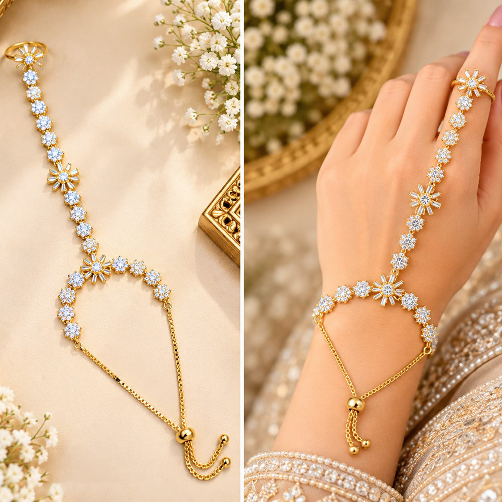 NAFJ Designer Crystal Stone Delicate Hath Panja