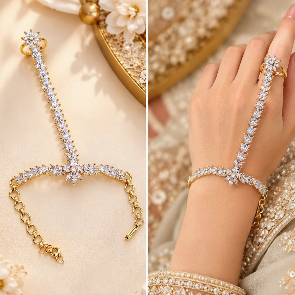 NAFJ Designer Crystal Stone Delicate Hath Panja