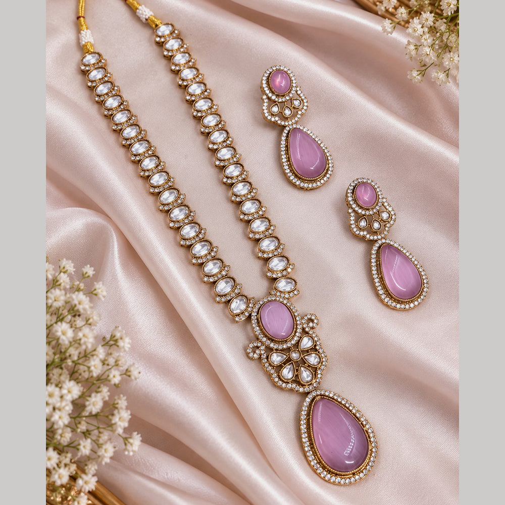 NAFJ Glamorous Pota Stone And Austrian Stone Necklace Set
