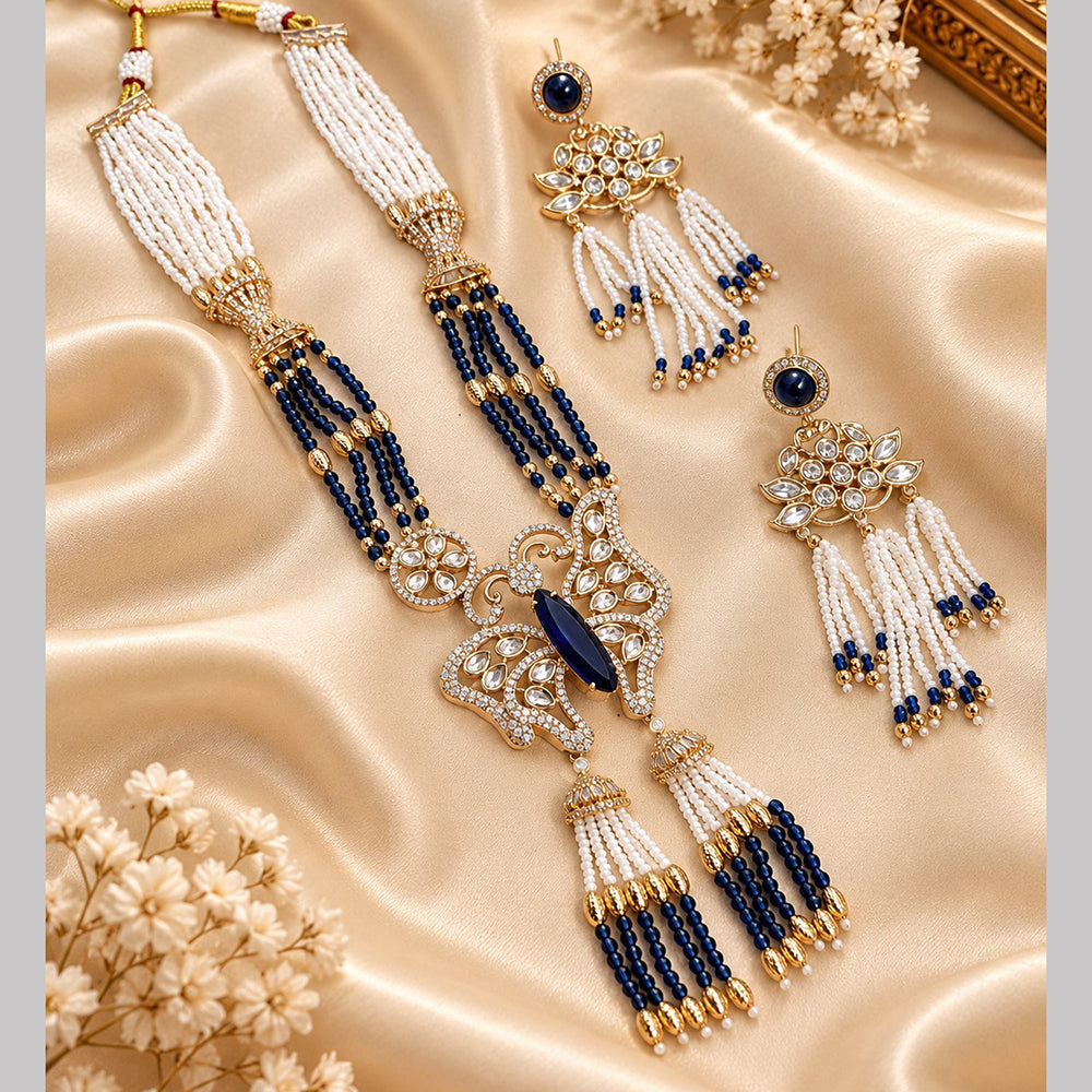 NAFJ Graceful Polki Kundan Stone And Pearl Necklace Set