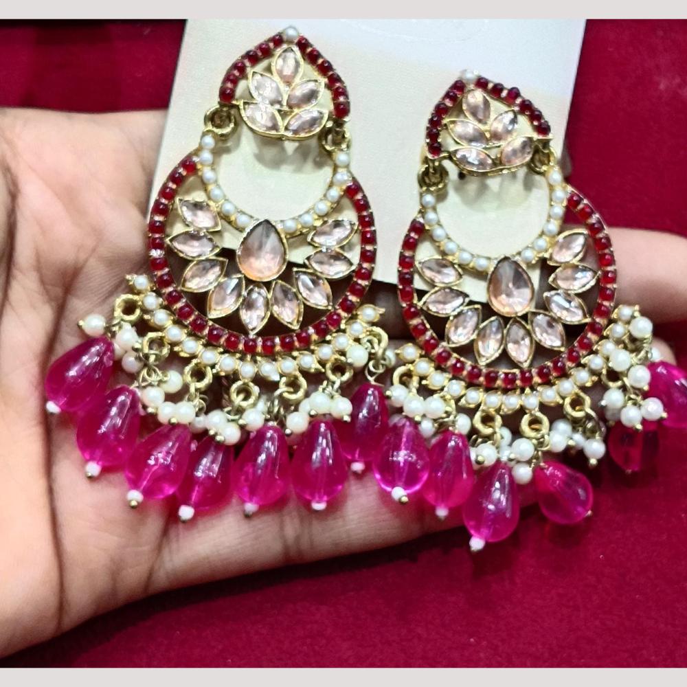 Bhagwati Bangles Gold Plated Crystal Stone And Beads Dangler Earrings