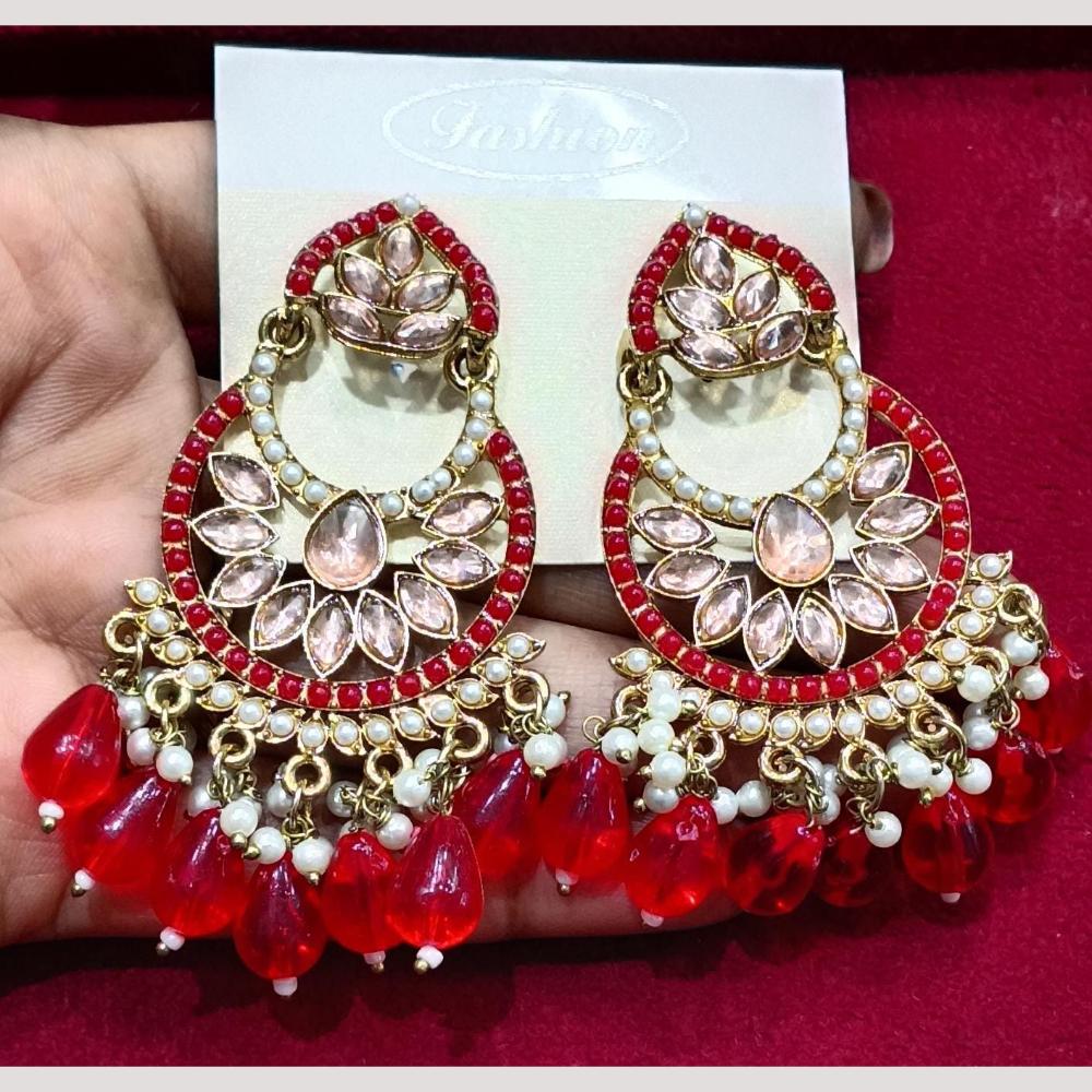 Bhagwati Bangles Gold Plated Crystal Stone And Beads Dangler Earrings