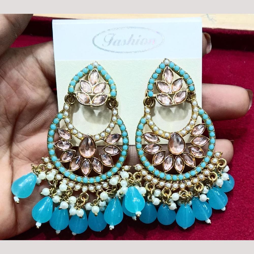 Bhagwati Bangles Gold Plated Crystal Stone And Beads Dangler Earrings