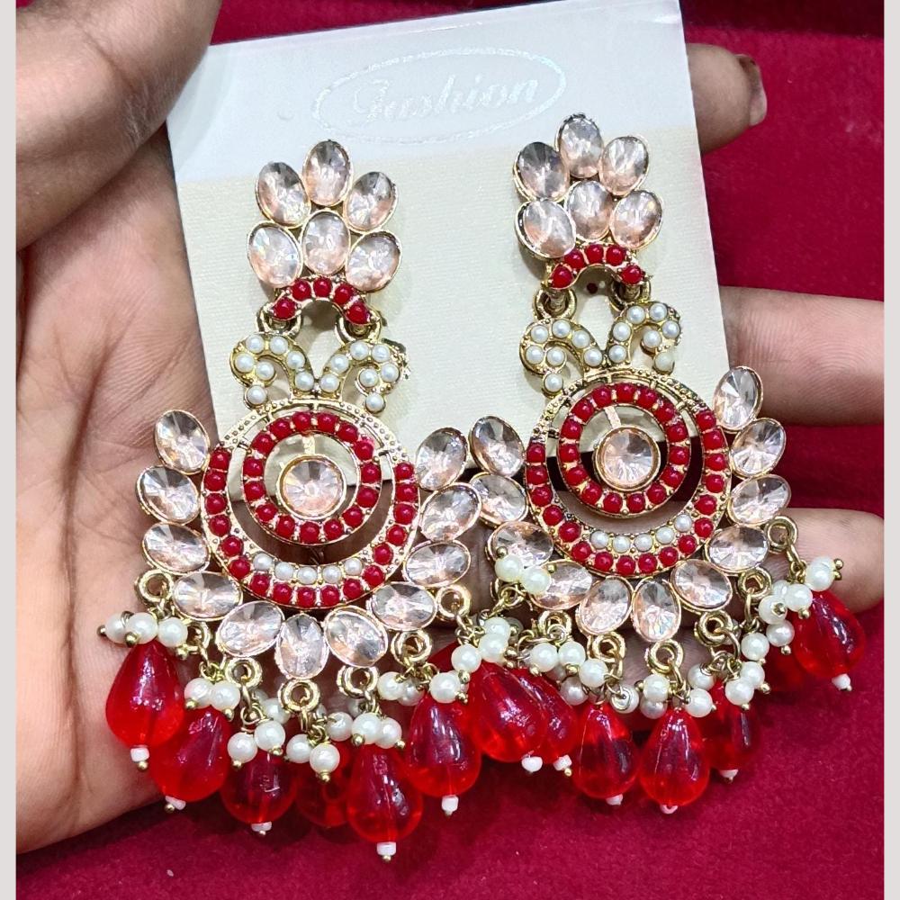 Bhagwati Bangles Gold Plated Crystal Stone And Beads Dangler Earrings