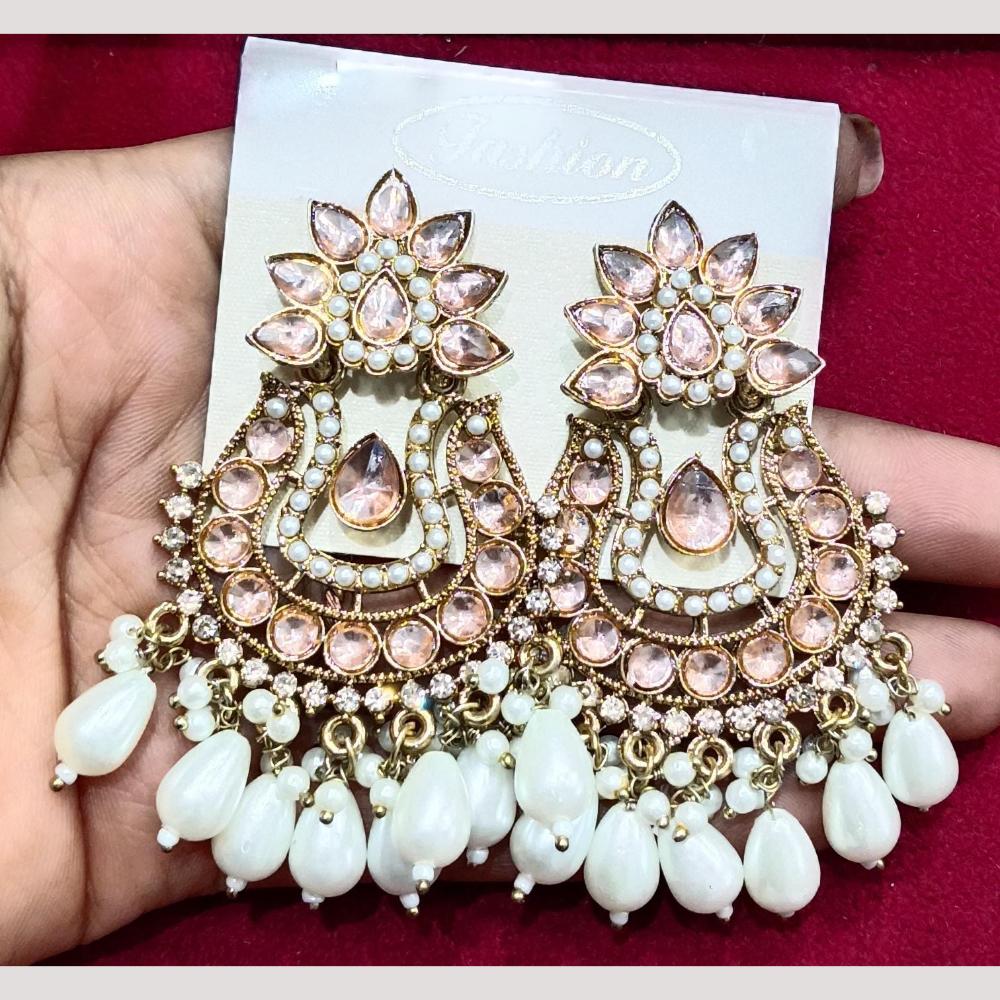 Bhagwati Bangles Gold Plated Crystal Stone And Beads Dangler Earrings