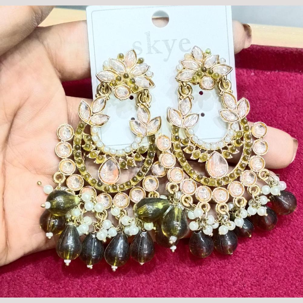 Bhagwati Bangles Gold Plated Crystal Stone And Beads Dangler Earrings