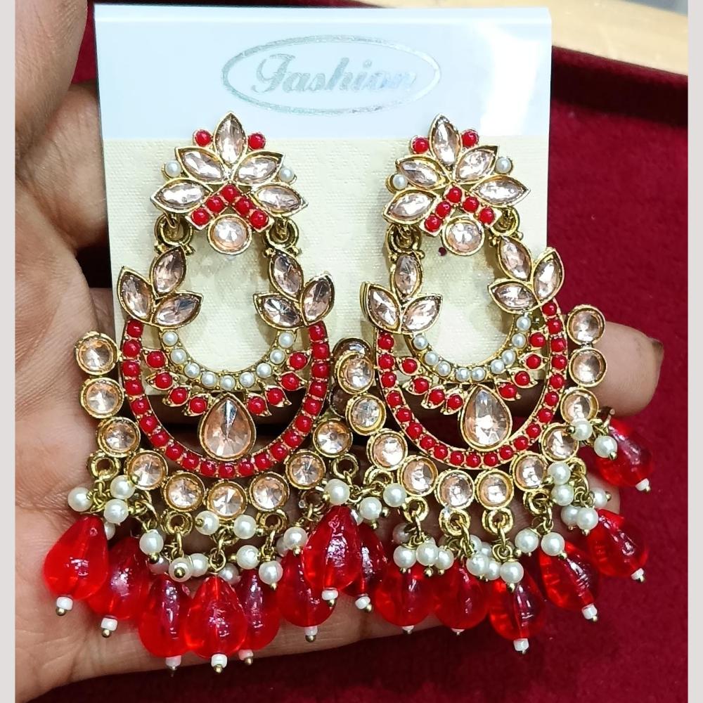 Bhagwati Bangles Gold Plated Crystal Stone And Beads Dangler Earrings