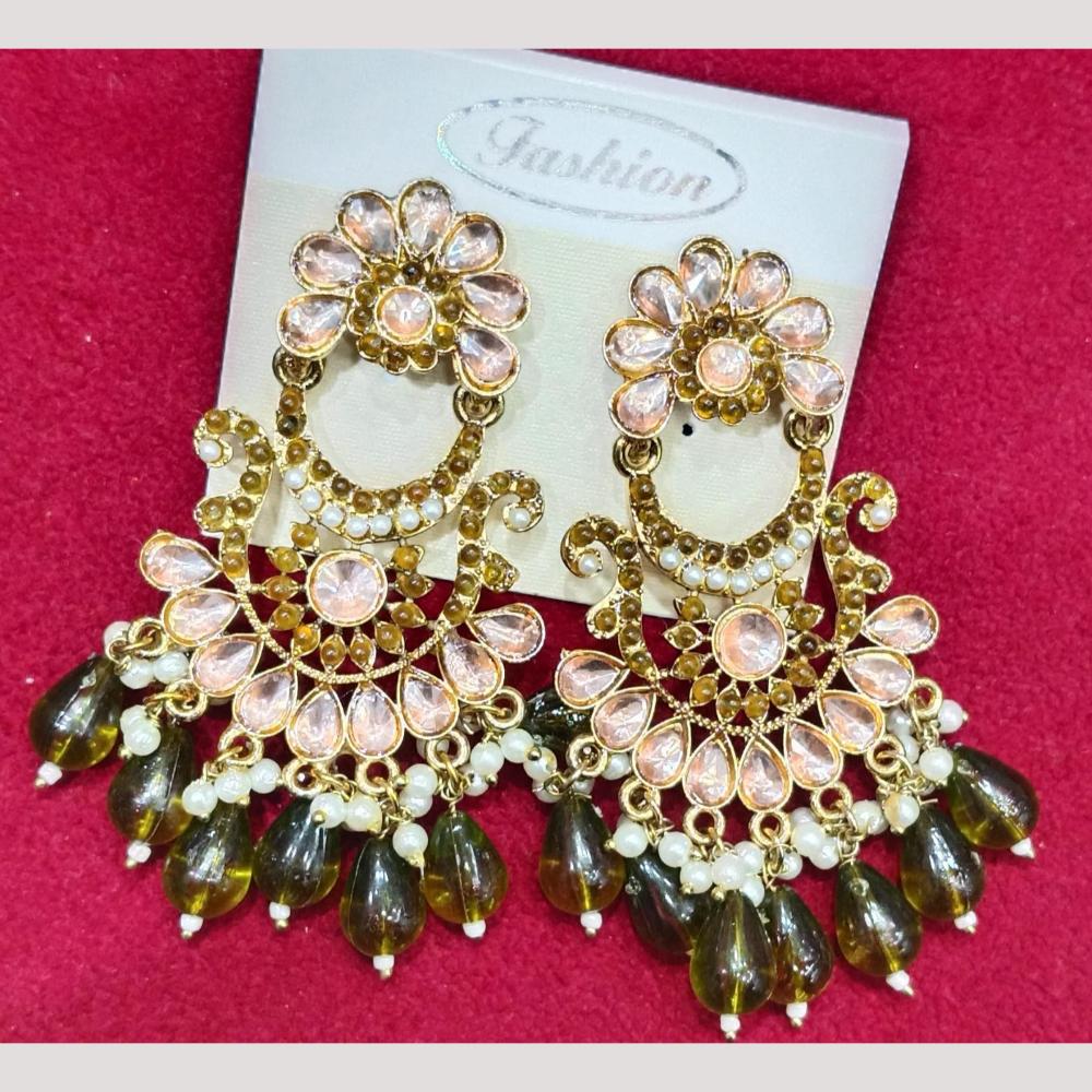 Bhagwati Bangles Gold Plated Crystal Stone And Beads Dangler Earrings