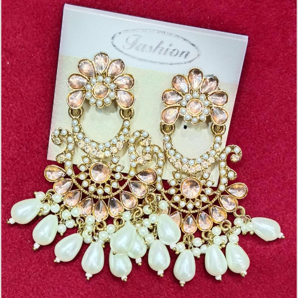 Bhagwati Bangles Gold Plated Crystal Stone And Beads Dangler Earrings