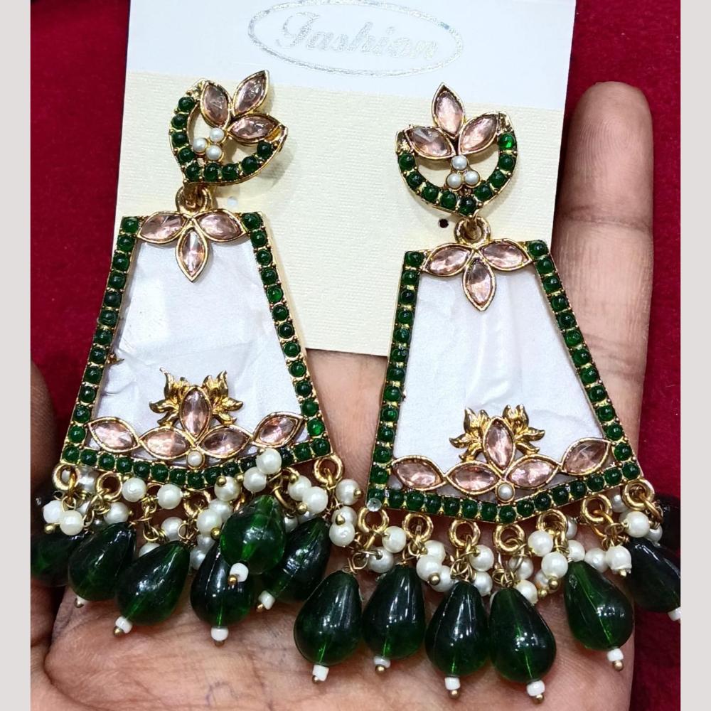 Bhagwati Bangles Gold Plated Crystal Stone And Beads Dangler Earrings