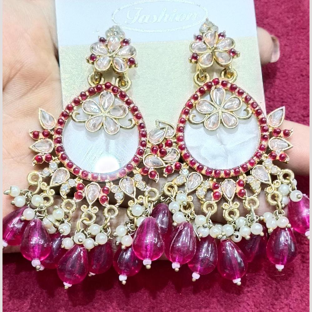 Bhagwati Bangles Gold Plated Crystal Stone And Beads Dangler Earrings