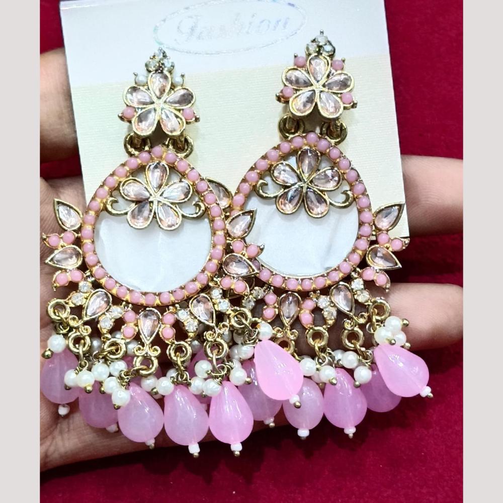 Bhagwati Bangles Gold Plated Crystal Stone And Beads Dangler Earrings