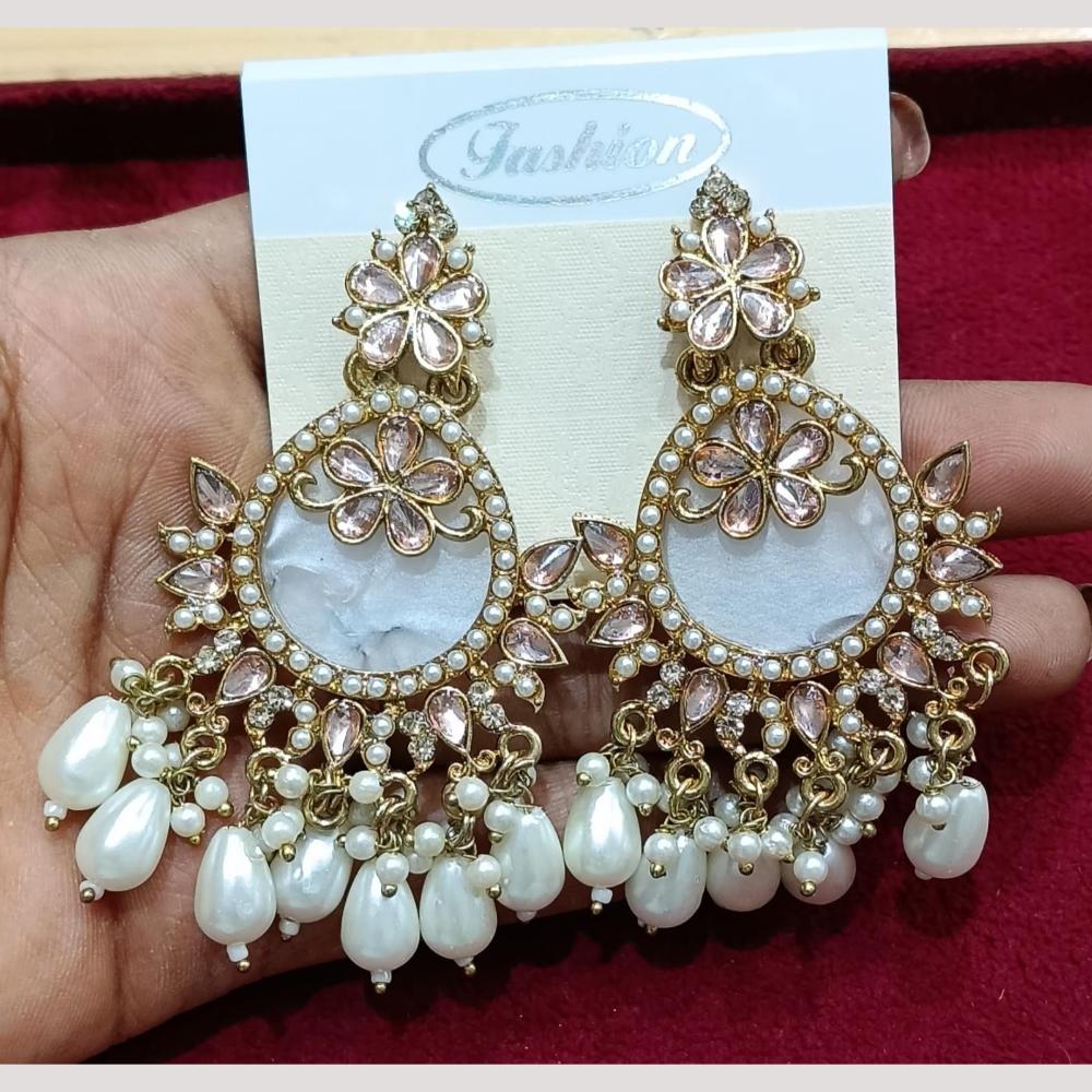 Bhagwati Bangles Gold Plated Crystal Stone And Beads Dangler Earrings