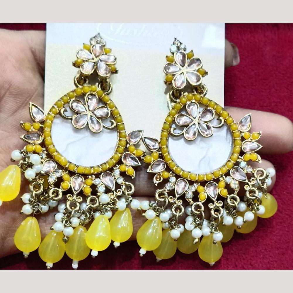 Bhagwati Bangles Gold Plated Crystal Stone And Beads Dangler Earrings
