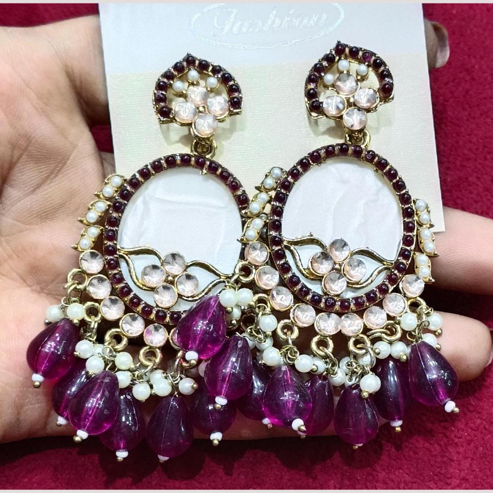 Bhagwati Bangles Gold Plated Crystal Stone And Beads Dangler Earrings