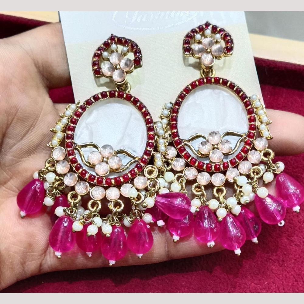 Bhagwati Bangles Gold Plated Crystal Stone And Beads Dangler Earrings