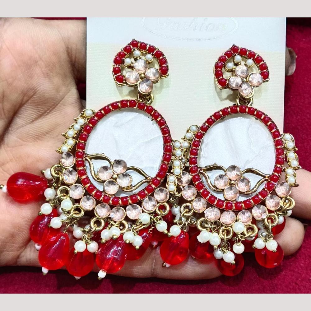 Bhagwati Bangles Gold Plated Crystal Stone And Beads Dangler Earrings