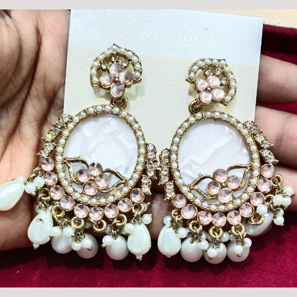 Bhagwati Bangles Gold Plated Crystal Stone And Beads Dangler Earrings