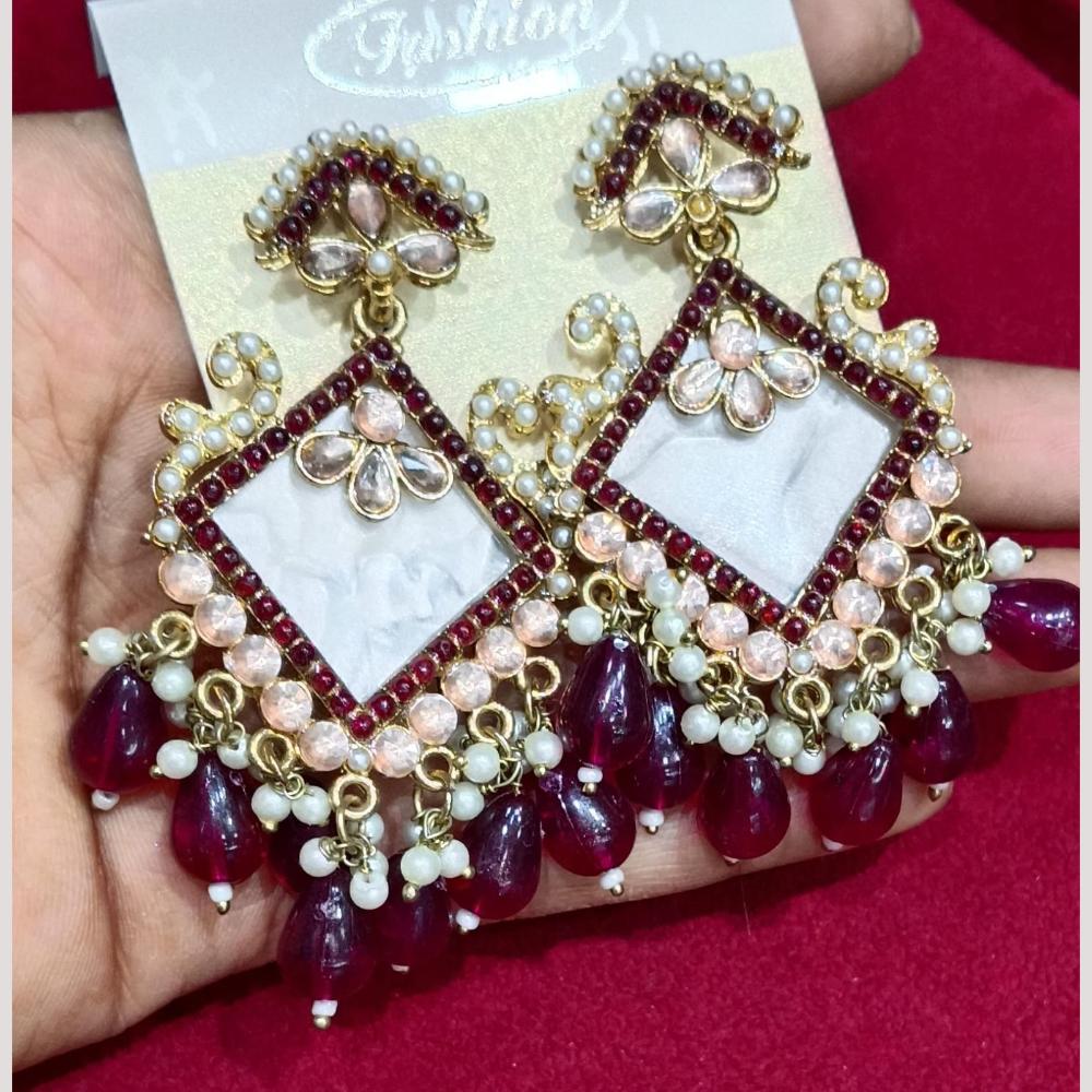 Bhagwati Bangles Gold Plated Crystal Stone And Beads Dangler Earrings