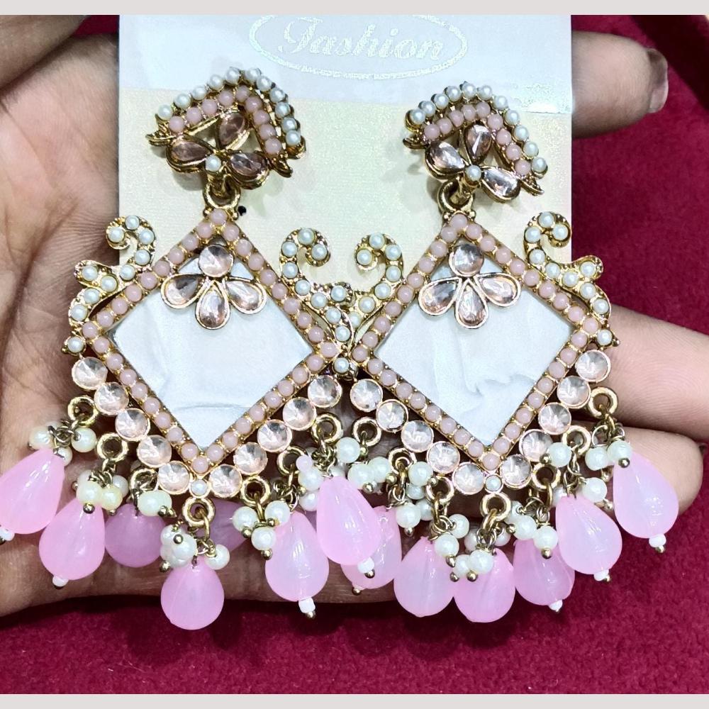 Bhagwati Bangles Gold Plated Crystal Stone And Beads Dangler Earrings