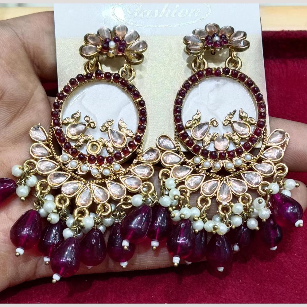 Bhagwati Bangles Gold Plated Crystal Stone And Beads Dangler Earrings