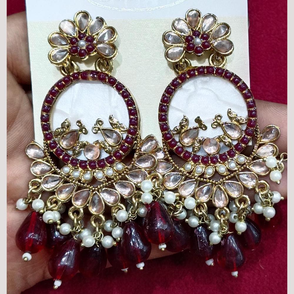 Bhagwati Bangles Gold Plated Crystal Stone And Beads Dangler Earrings