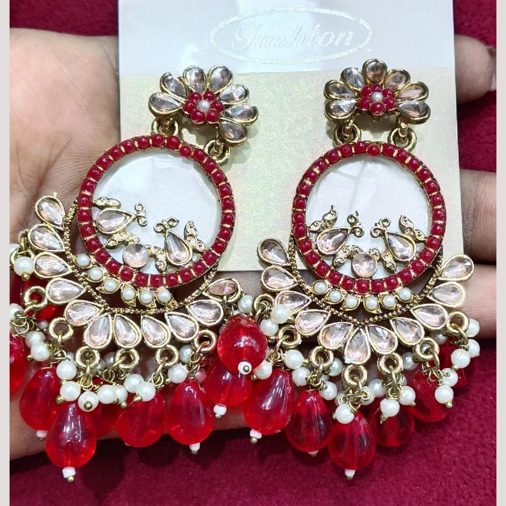 Bhagwati Bangles Gold Plated Crystal Stone And Beads Dangler Earrings