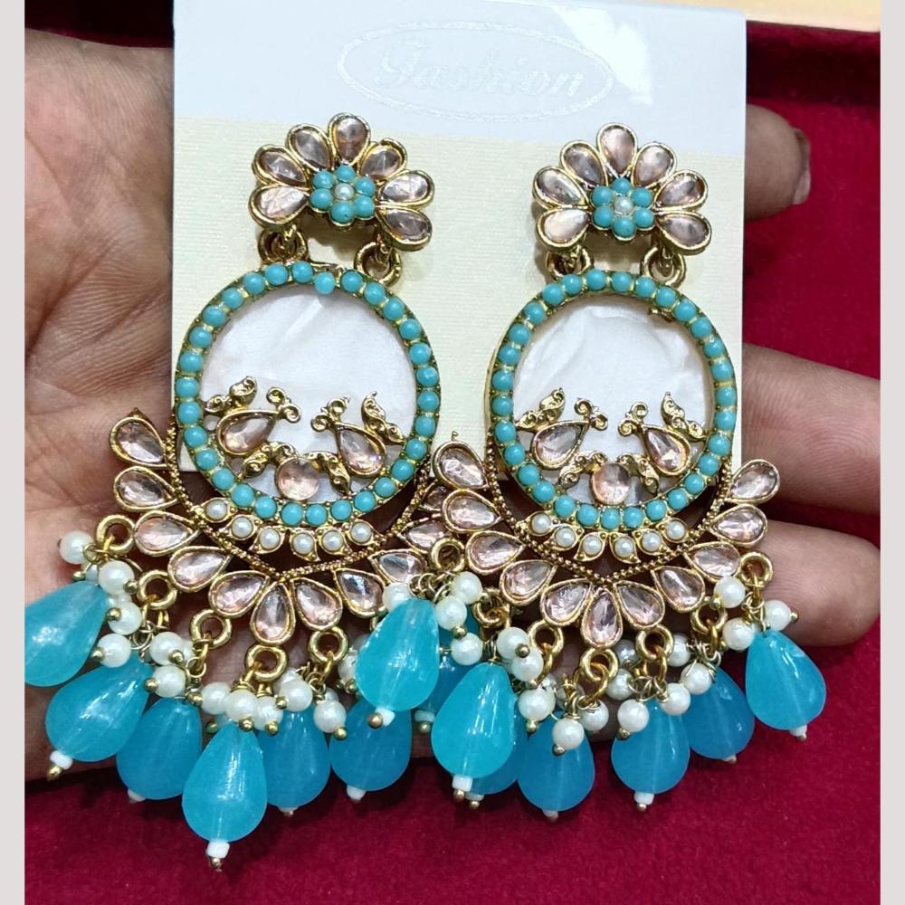 Bhagwati Bangles Gold Plated Crystal Stone And Beads Dangler Earrings