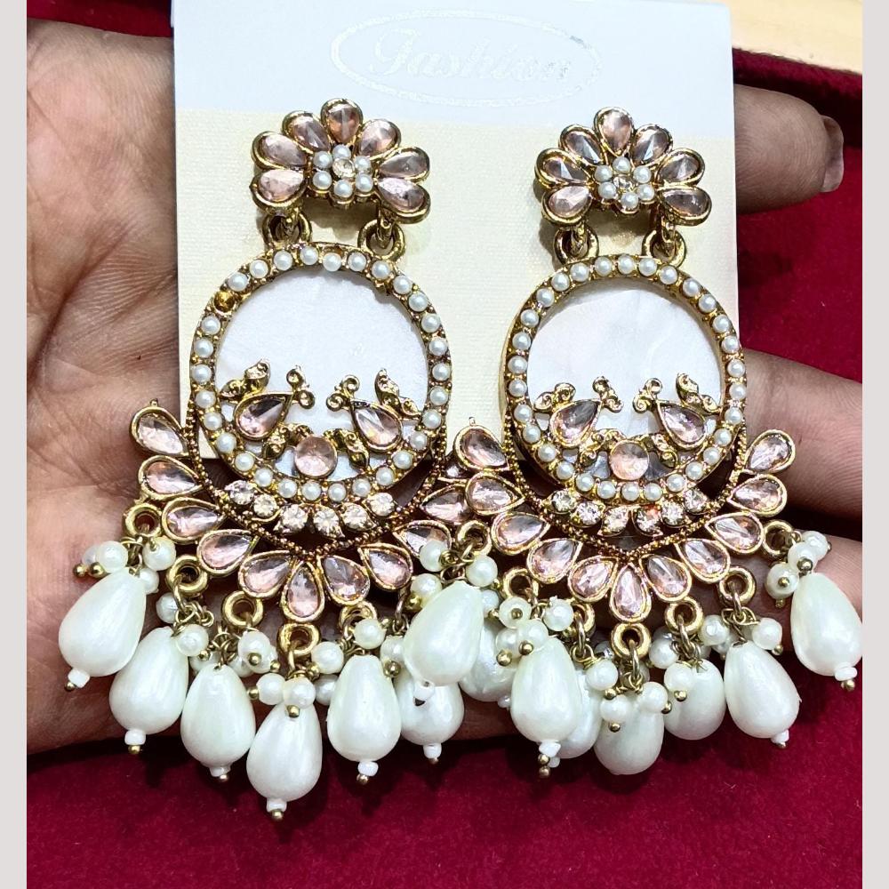 Bhagwati Bangles Gold Plated Crystal Stone And Beads Dangler Earrings