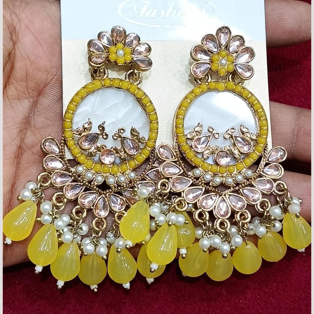 Bhagwati Bangles Gold Plated Crystal Stone And Beads Dangler Earrings
