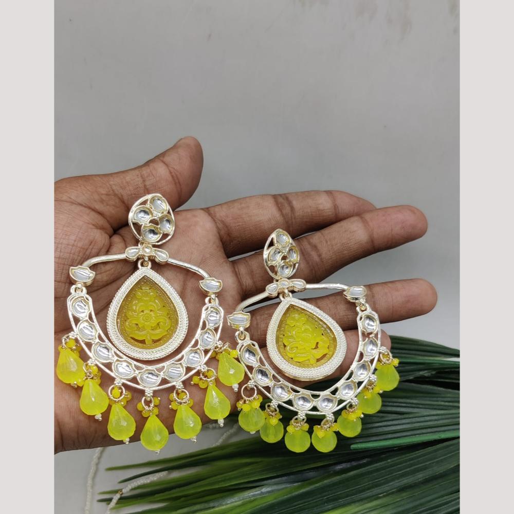 Bhagwati Bangles Gold Plated Crystal Stone And Beads Dangler Earrings