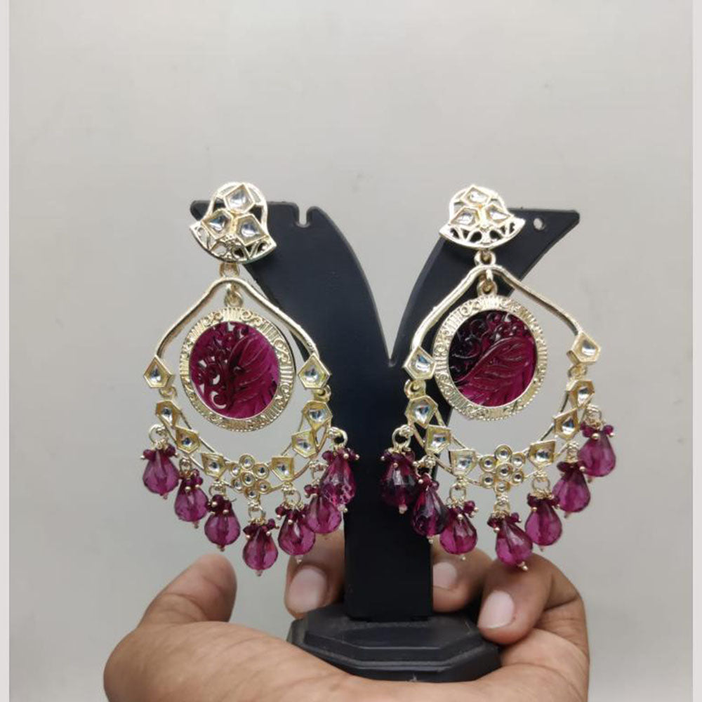 Bhagwati Bangles Gold Plated Crystal Stone And Beads Dangler Earrings