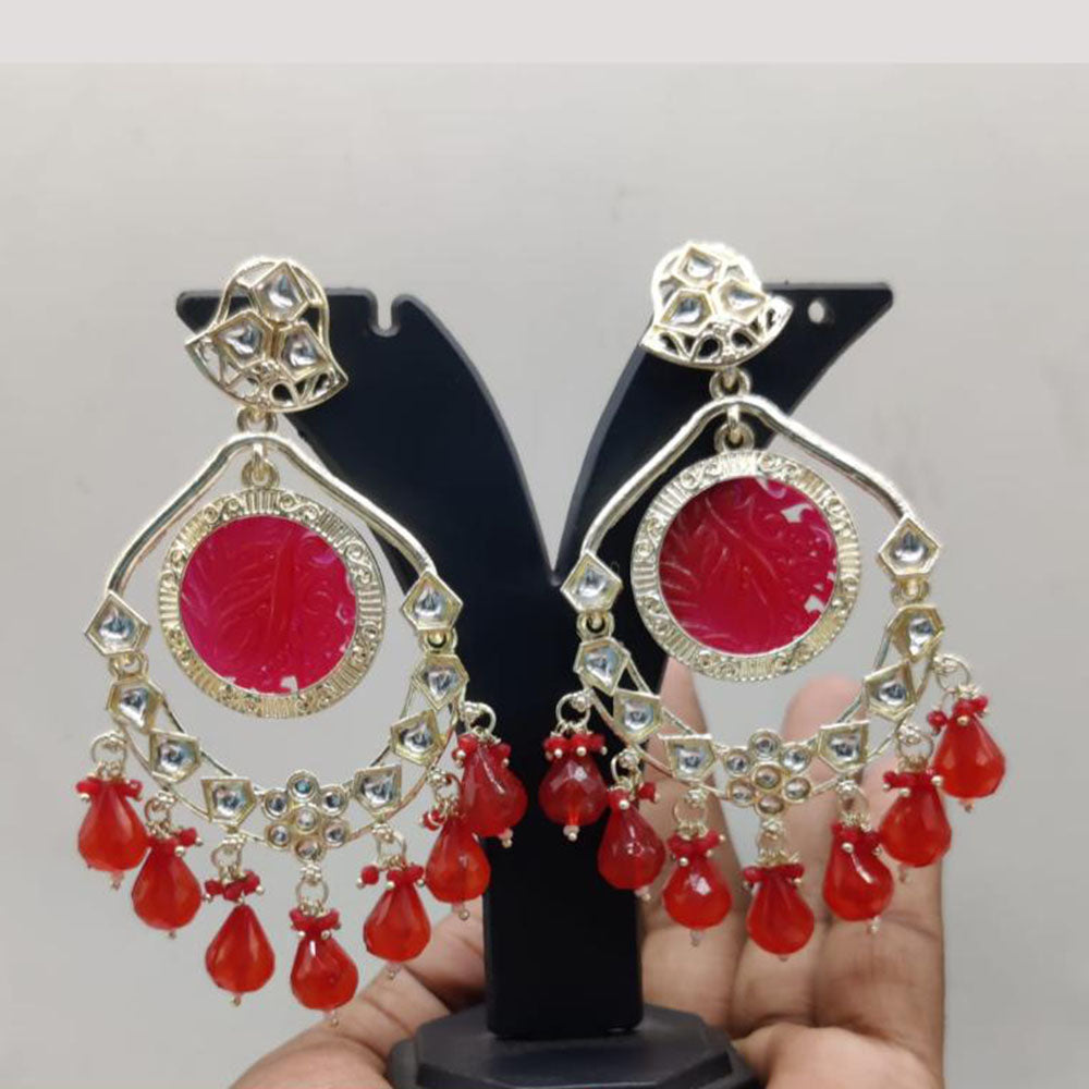 Bhagwati Bangles Gold Plated Crystal Stone And Beads Dangler Earrings