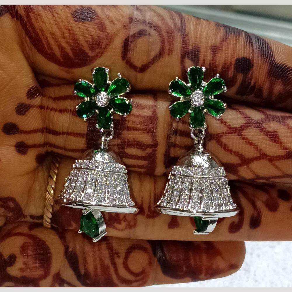 Bhagwati Bangles Silver Plated American Diamonds Jhumki Earrings