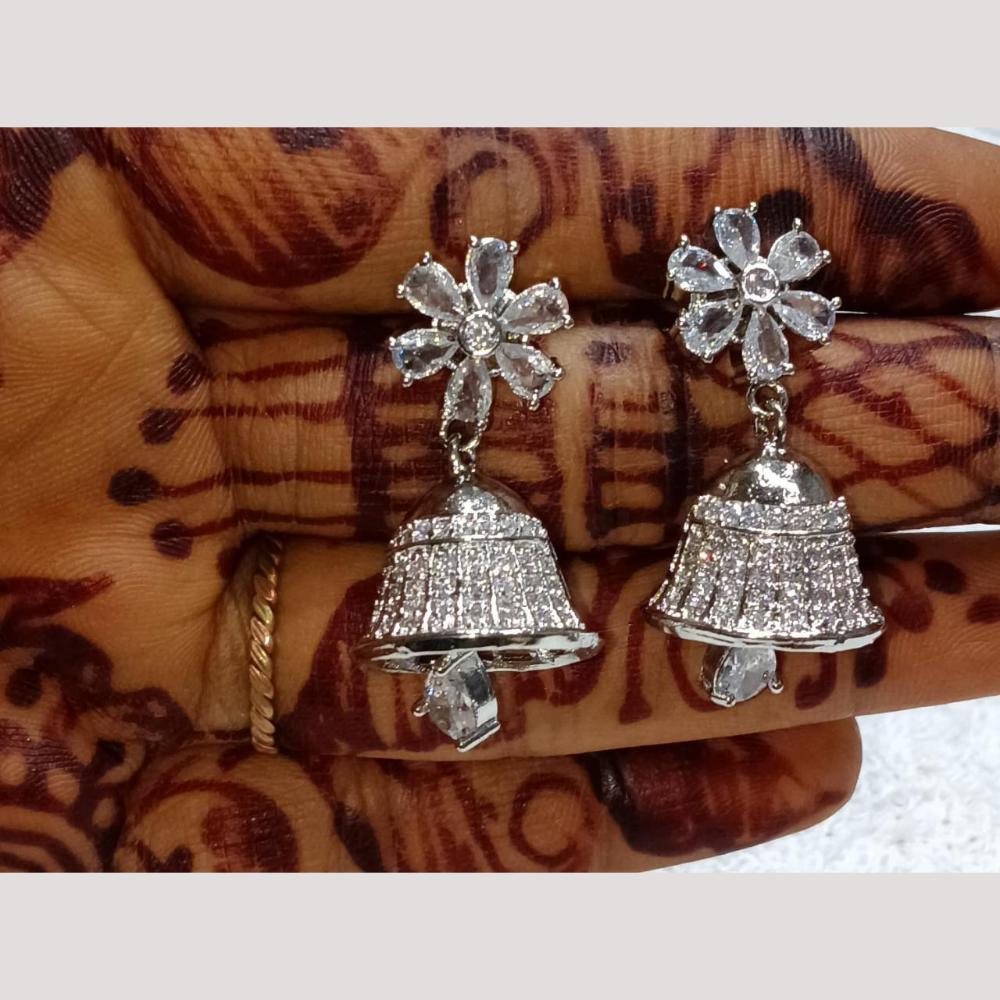 Bhagwati Bangles Silver Plated American Diamonds Jhumki Earrings