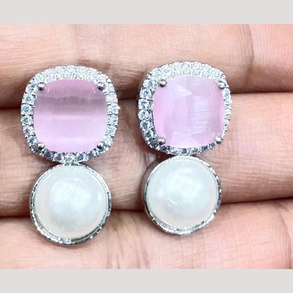 Bhagwati Bangles Silver Plated Austrian Stone Dangler Earrings