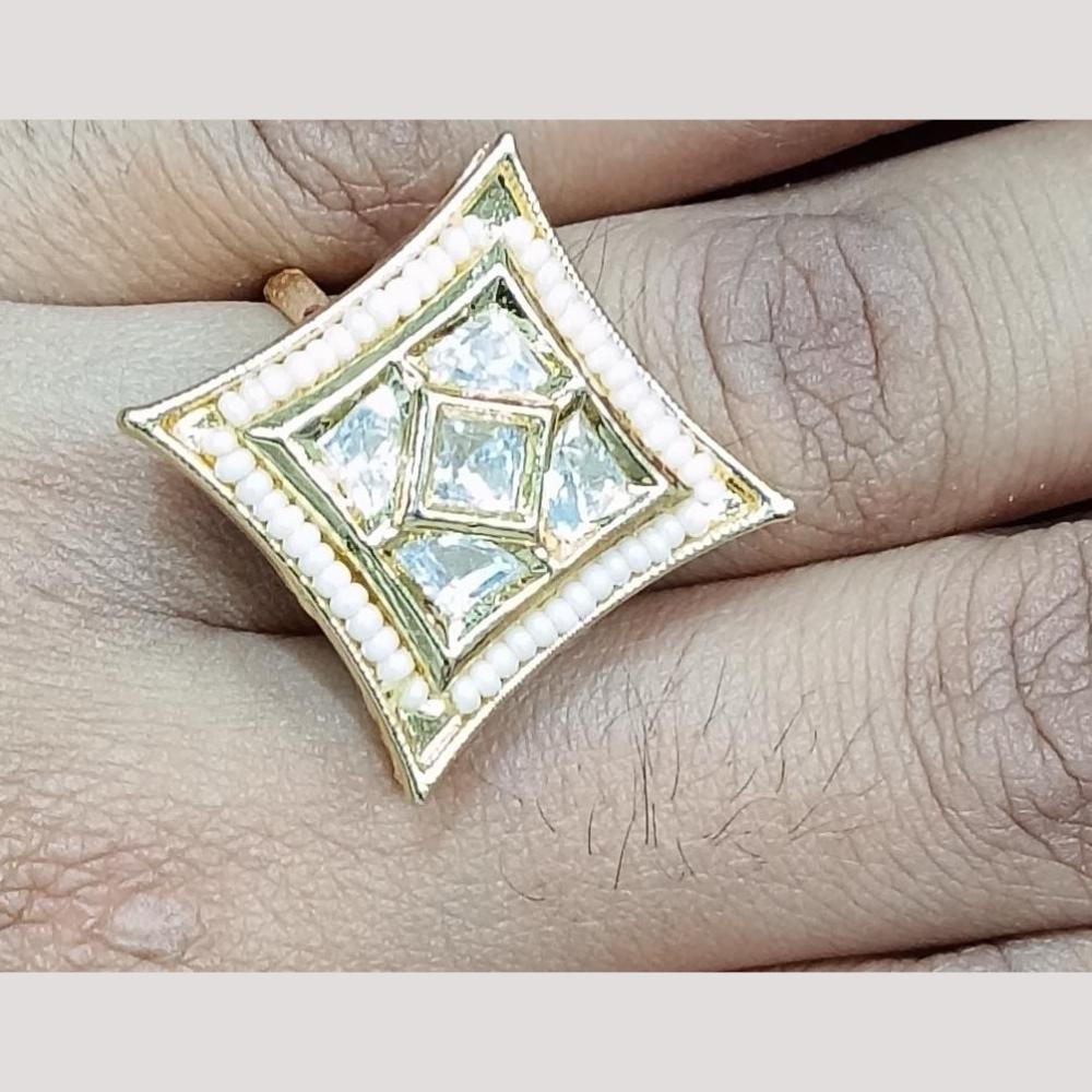 Bhagwati Bangles Gold Plated Crystal Stone And Pearls Rings