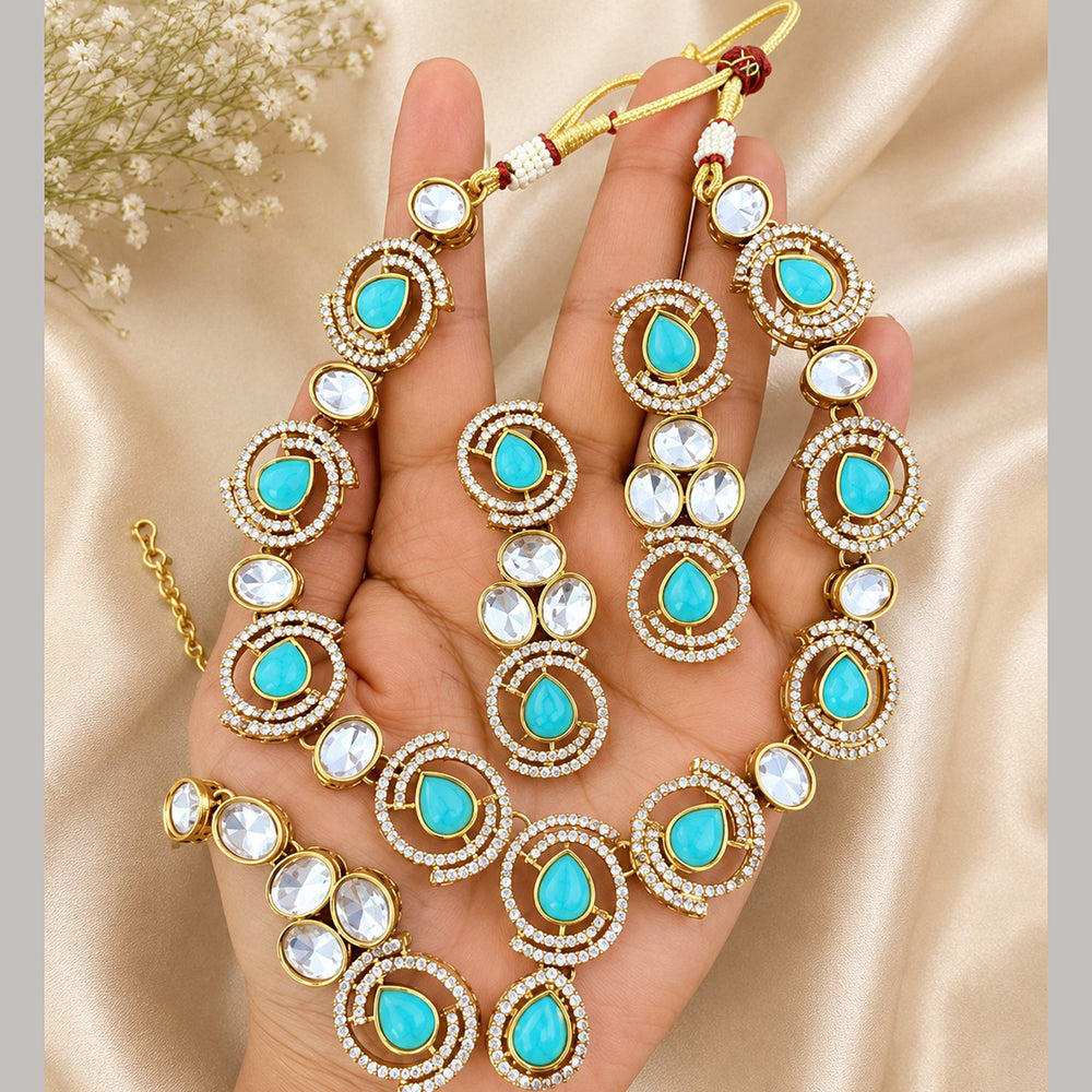 Charbhuja Art Heritage Pota Stone And Austrian Stone Necklace Set