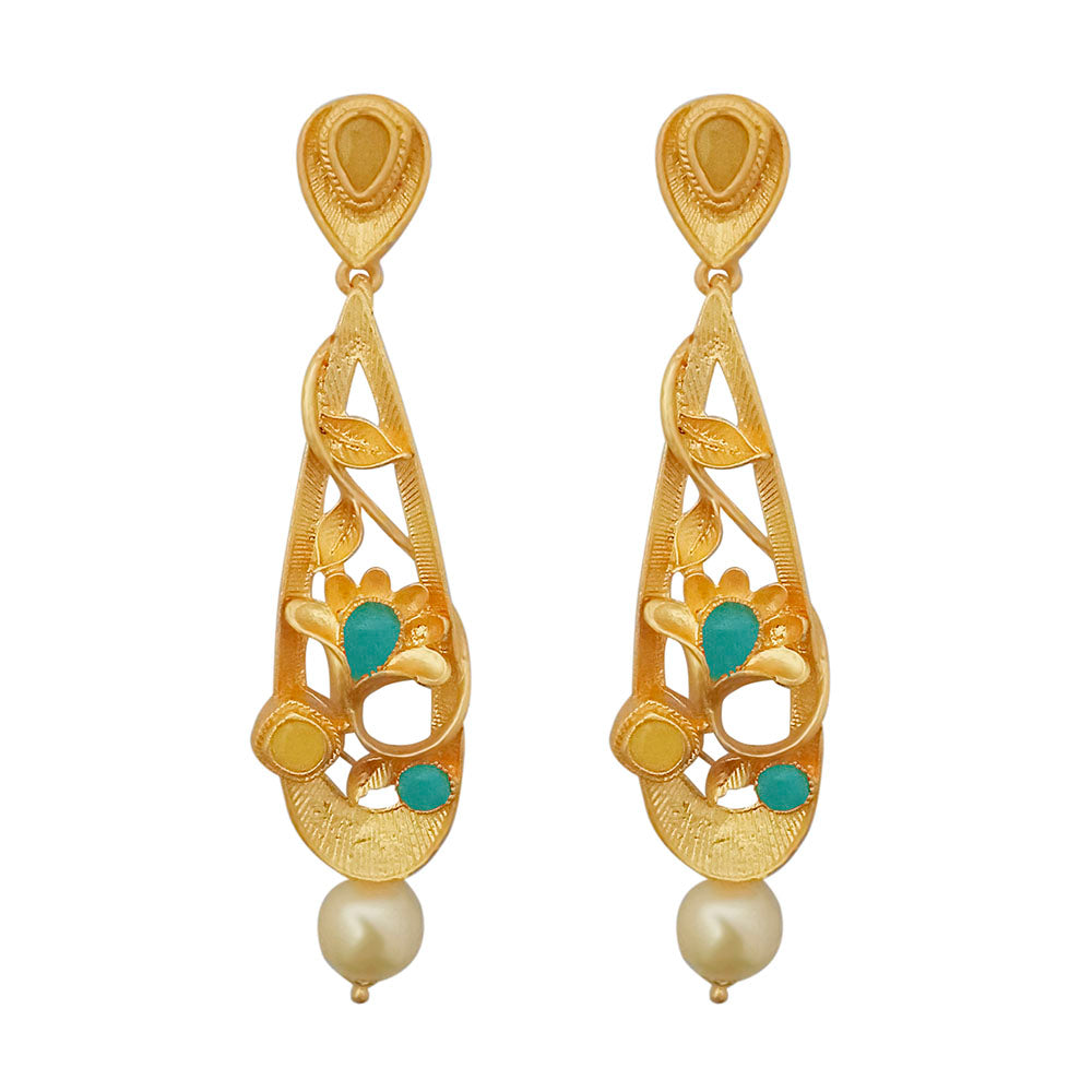 Amina Creation Gold Plated Dangler Earrings