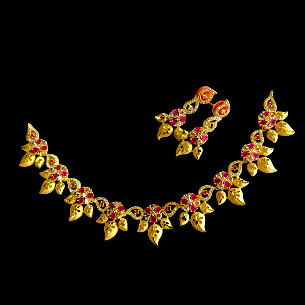 Shipra Gold Forming Gold Sparkle on a Budget American Daimonds Necklace Set