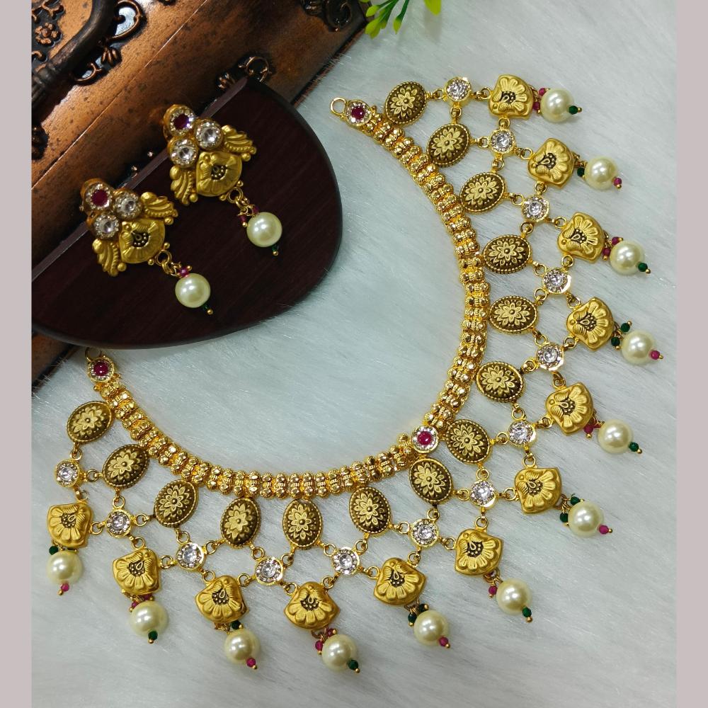 Navkar Jewellers Forming Pota Stone And Beads Necklace Set