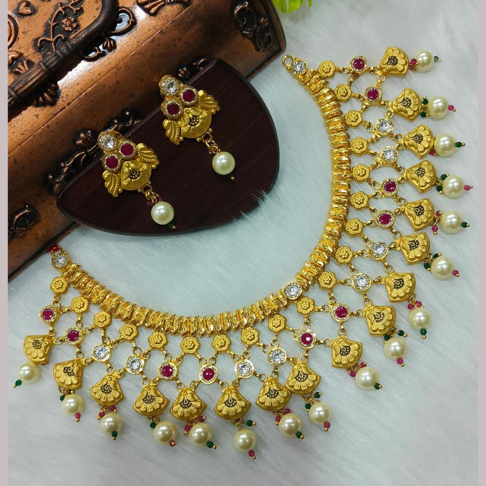 Navkar Jewellers Forming Pota Stone And Beads Necklace Set