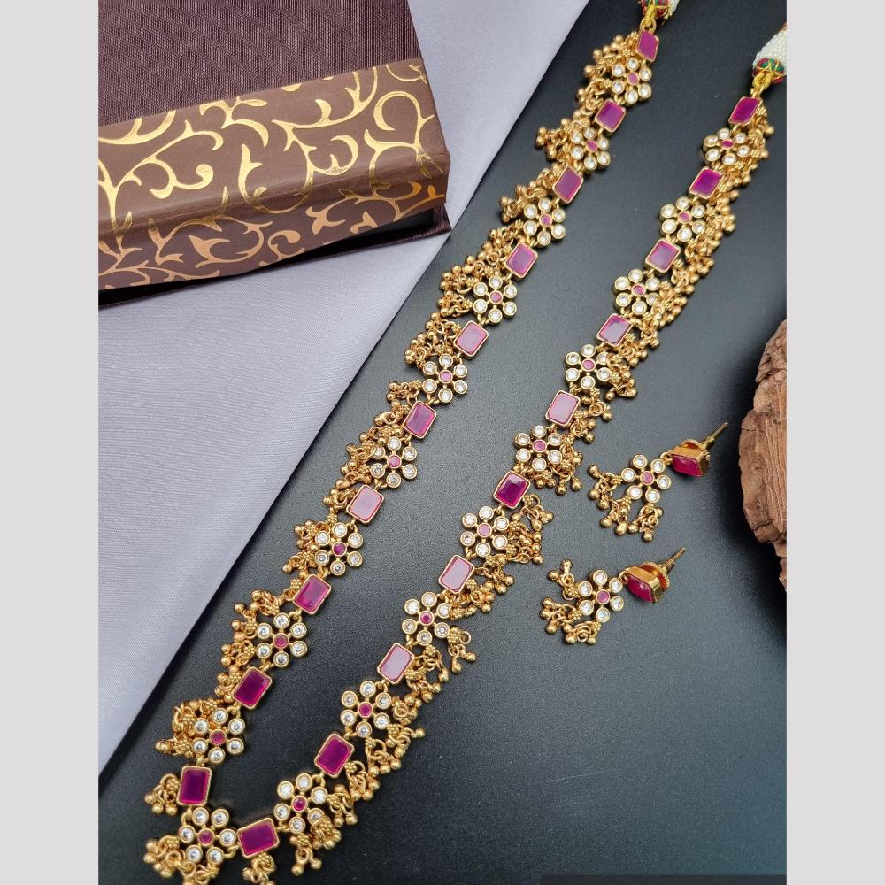 Reet Revaz Desi Chic Pota And Crystal Stone Occasion Ready Long Necklace Set