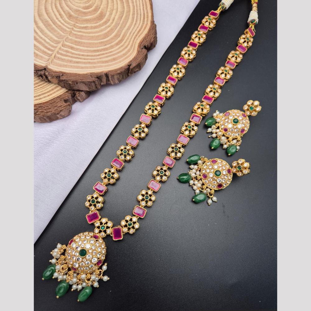 Reet Revaz Rajkumari Look Pota And Crystal Stone Ethnic Glam Long Necklace Set