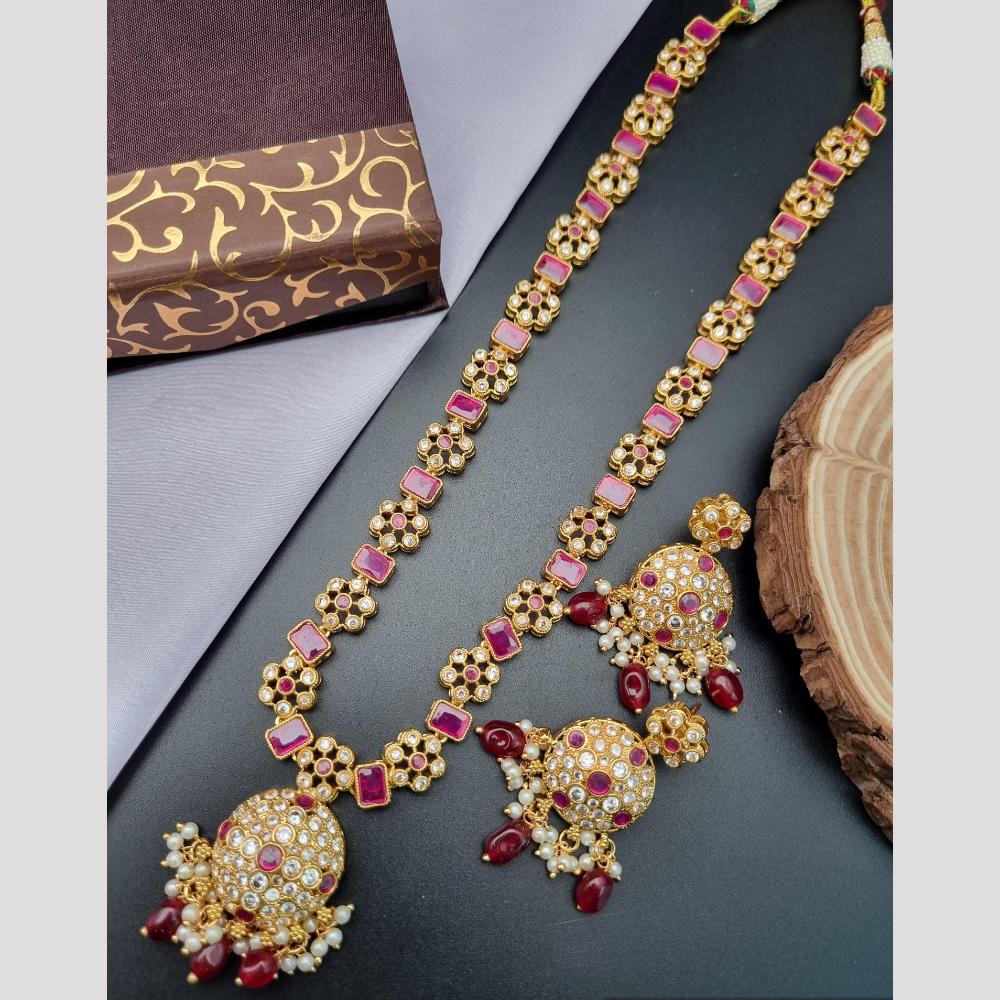 Reet Revaz Rajkumari Look Pota And Crystal Stone Ethnic Glam Long Necklace Set