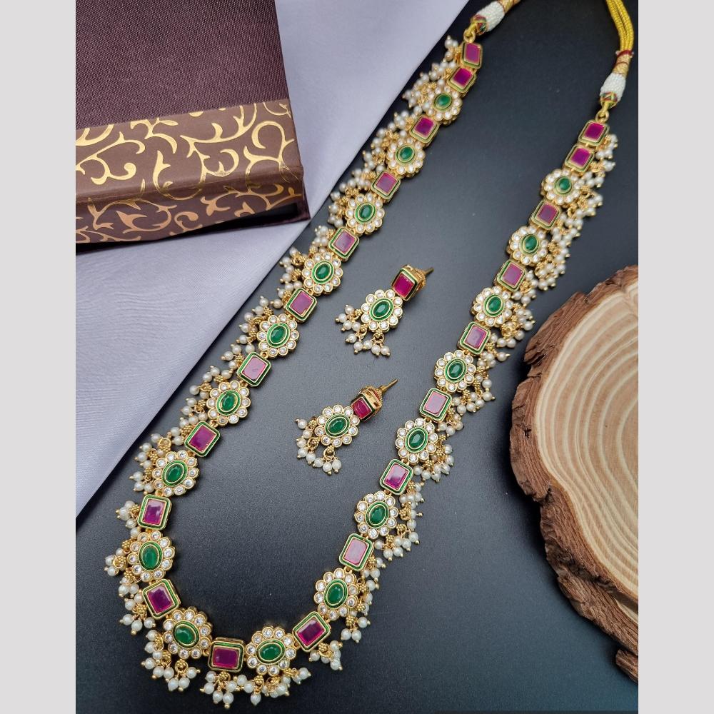 Reet Revaz Rajkumari Look Pota And Crystal Stone Ethnic Glam Long Necklace Set