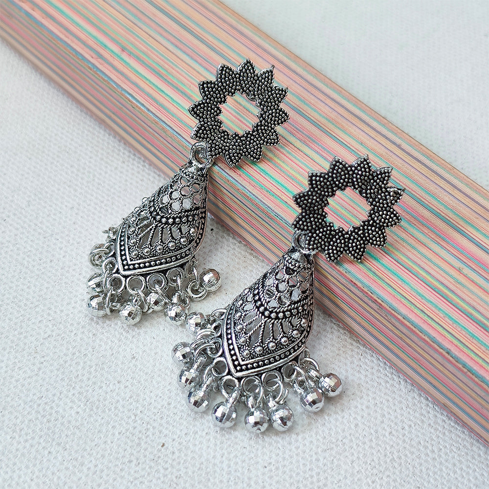 Darshana Jewels Oxidised Plated Jhumki Earrings