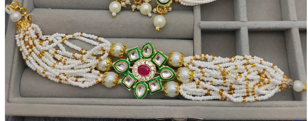 Darshana Jewels Crystal Stone Designer Pearl And Beads Necklace Set